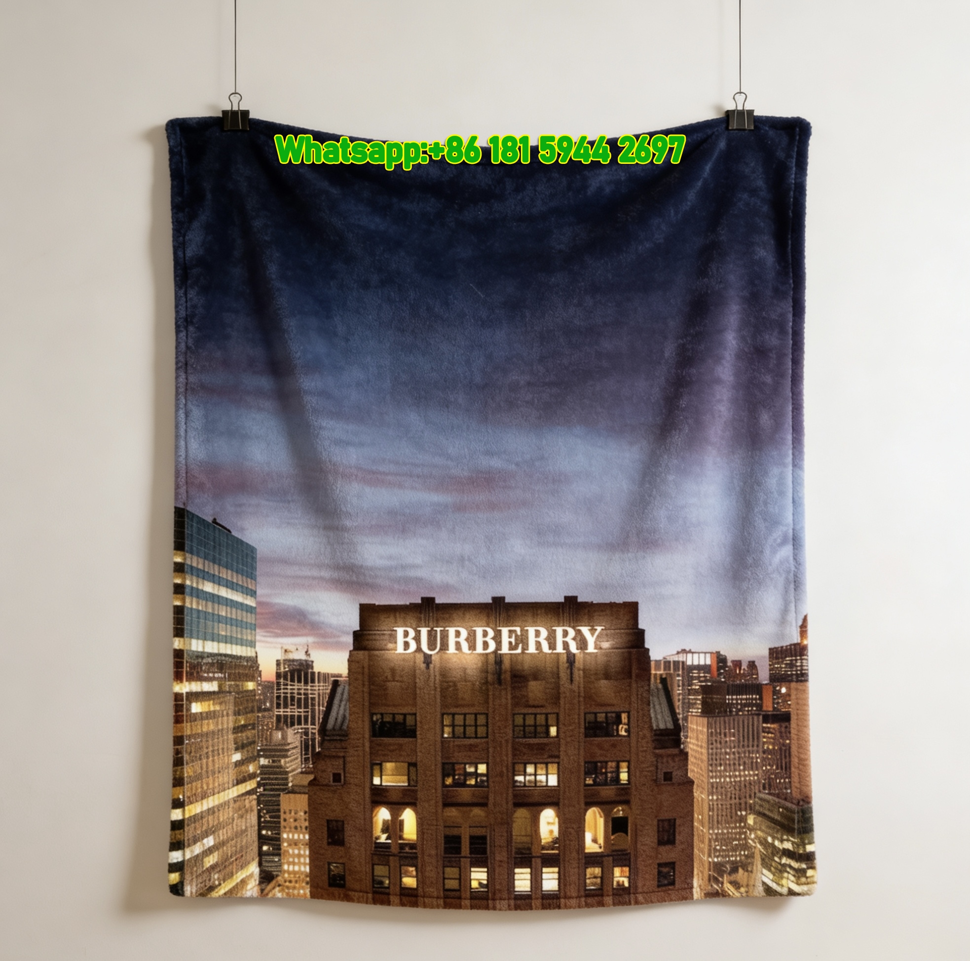 Burberry Building Print Flannel Fleece Sofa Throw Blanket B270